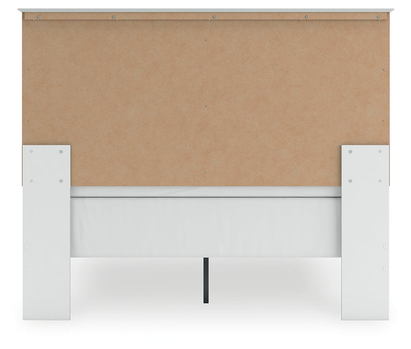 Bostwick Shoals Queen Panel Bed with Mirrored Dresser and Nightstand in White from Ashley - Lara Furniture