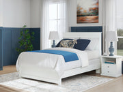 Bostwick Shoals Queen Panel Bed with Mirrored Dresser and Nightstand in White from Ashley - Lara Furniture
