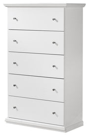 Bostwick Shoals Twin Panel Bed, Dresser, Mirror and Chest in White - PKG021559