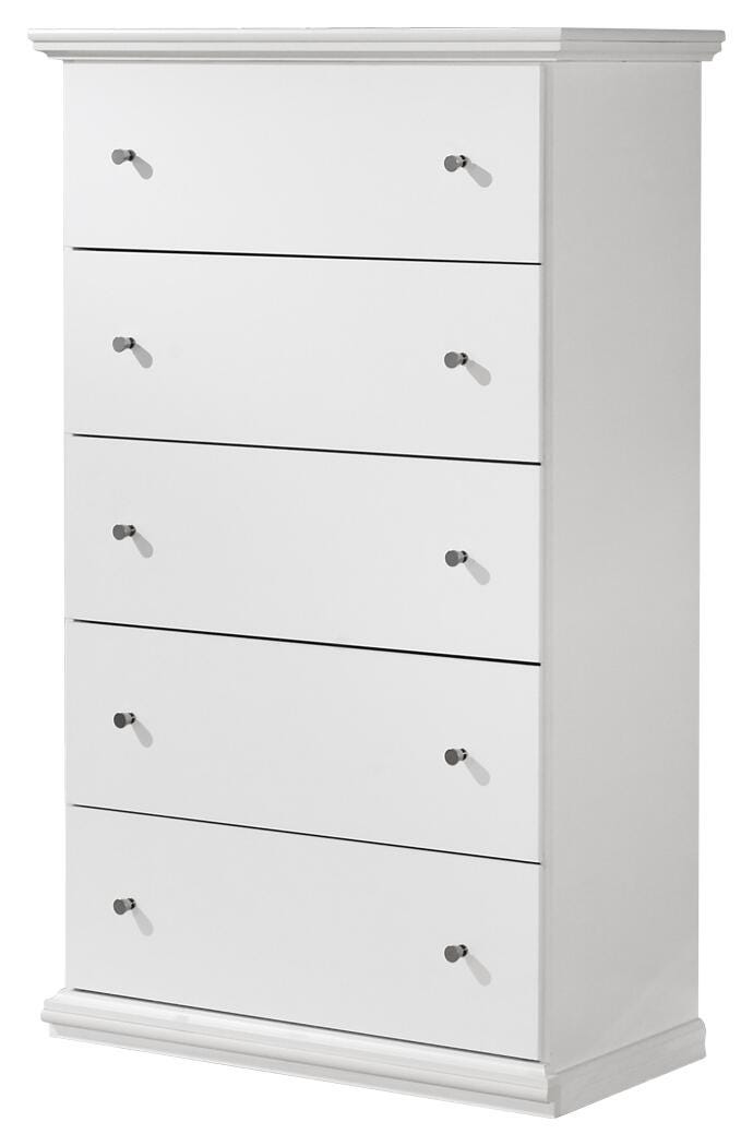 Bostwick Shoals Twin Panel Bed, Dresser, Mirror and Chest in White - PKG021559