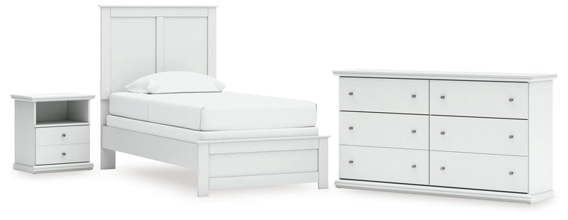 Bostwick Shoals Twin Panel Bed with Dresser and Nightstand in White from Ashley - Lara Furniture