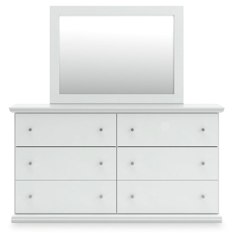 Bostwick Shoals Twin Panel Bed with Mirrored Dresser and Nightstand in White from Ashley - Lara Furniture