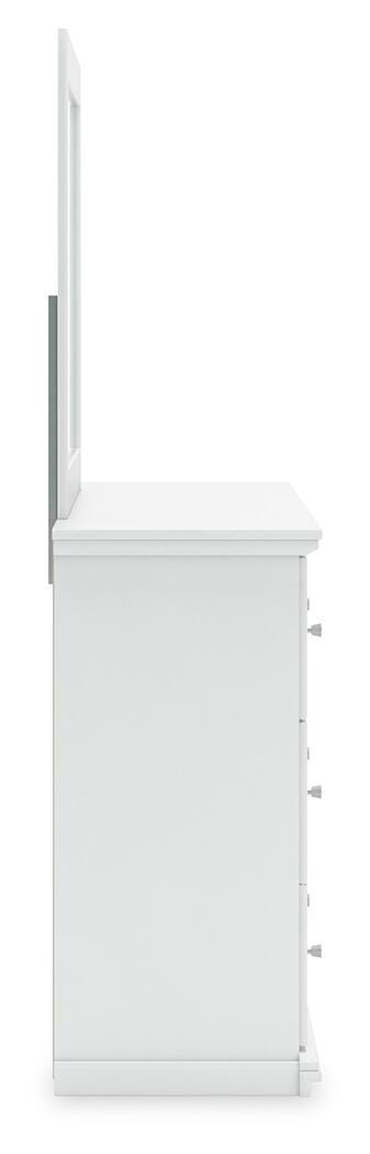 Bostwick Shoals White King Panel Bed, Dresser, Mirror, Chest and 2 Nightstands - B139B53