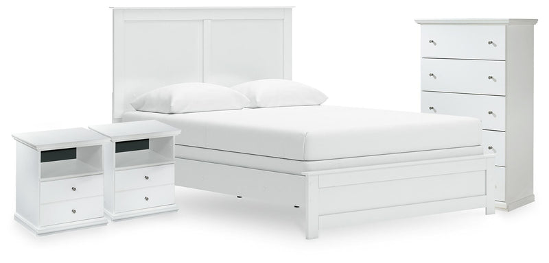 Bostwick Shoals White Queen Panel Bed, Chest and 2 Nightstands - B139B59
