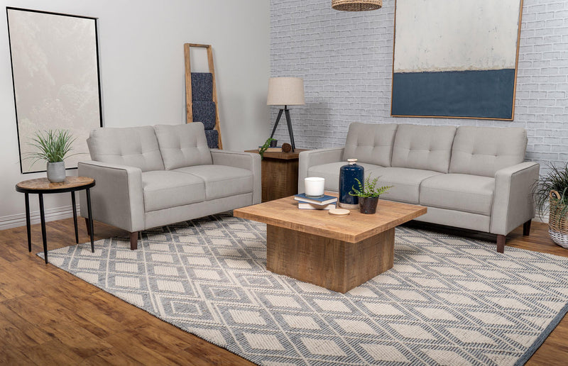 Bowen 2-piece Upholstered Track Arm Tufted Sofa Set Beige - 506785-S2