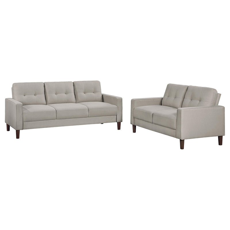 Bowen 2-piece Upholstered Track Arm Tufted Sofa Set Beige - 506785-S2