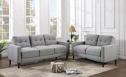 Bowen 2-piece Upholstered Track Arm Tufted Sofa Set Grey - 506781-S2