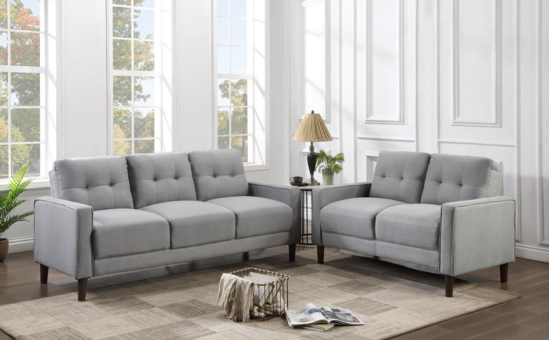 Bowen 2-piece Upholstered Track Arm Tufted Sofa Set Grey - 506781-S2