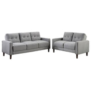 Bowen 2-piece Upholstered Track Arm Tufted Sofa Set Grey - 506781-S2