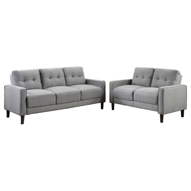 Bowen 2-piece Upholstered Track Arm Tufted Sofa Set Grey - 506781-S2