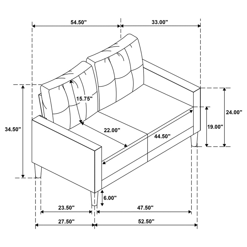 Bowen II 2-piece Upholstered Track Arm Sofa Set Steel Grey - 509981-S2