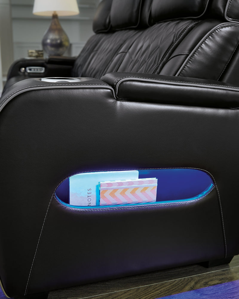 Boyington Black Power Reclining Loveseat with Console - U2710618