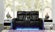 Boyington Black Power Reclining Loveseat with Console - U2710618