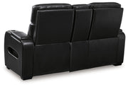 Boyington Black Power Reclining Loveseat with Console - U2710618