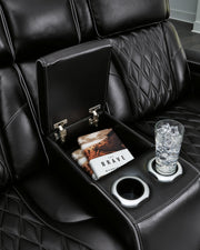 Boyington Black Power Reclining Loveseat with Console - U2710618