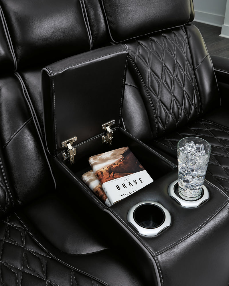 Boyington Black Power Reclining Loveseat with Console - U2710618