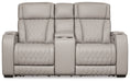 Boyington Gray Power Reclining Loveseat with Console - Gate FurniturePower Reclining Loveseat