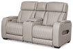 Boyington Gray Power Reclining Loveseat with Console - Gate FurniturePower Reclining Loveseat