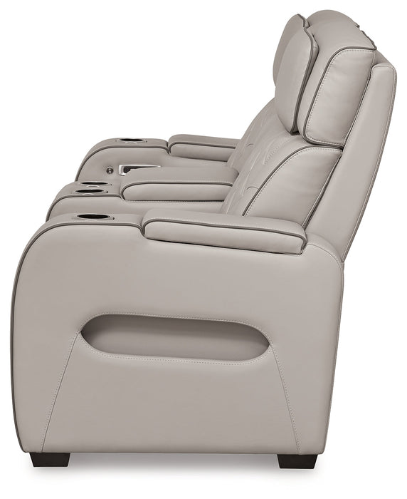 Boyington Gray Power Reclining Loveseat with Console - Gate FurniturePower Reclining Loveseat