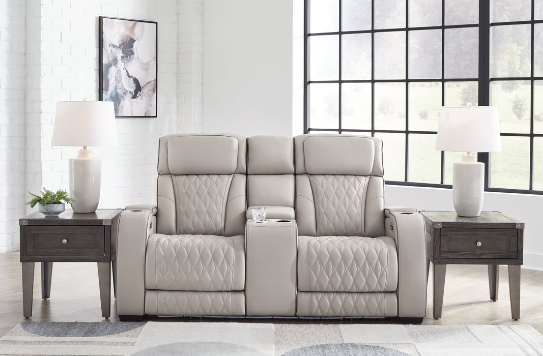 Boyington Gray Power Reclining Loveseat with Console - Gate FurniturePower Reclining Loveseat