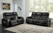 Boyington Sofa, Loveseat Recliner in Black - Lara FurniturePower Reclining Living Room Set