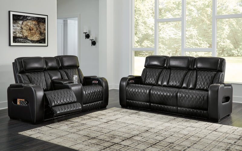 Boyington Sofa, Loveseat Recliner in Black - Lara FurniturePower Reclining Living Room Set