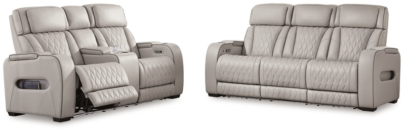 Boyington Sofa, Loveseat Recliner in Gray - Lara FurniturePower Reclining Living Room Set