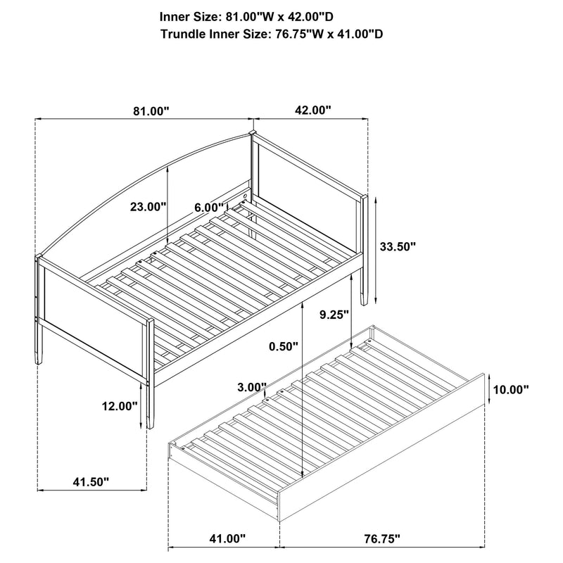 Bozeman Wood Twin Daybed With Trundle Medium Walnut - 300686