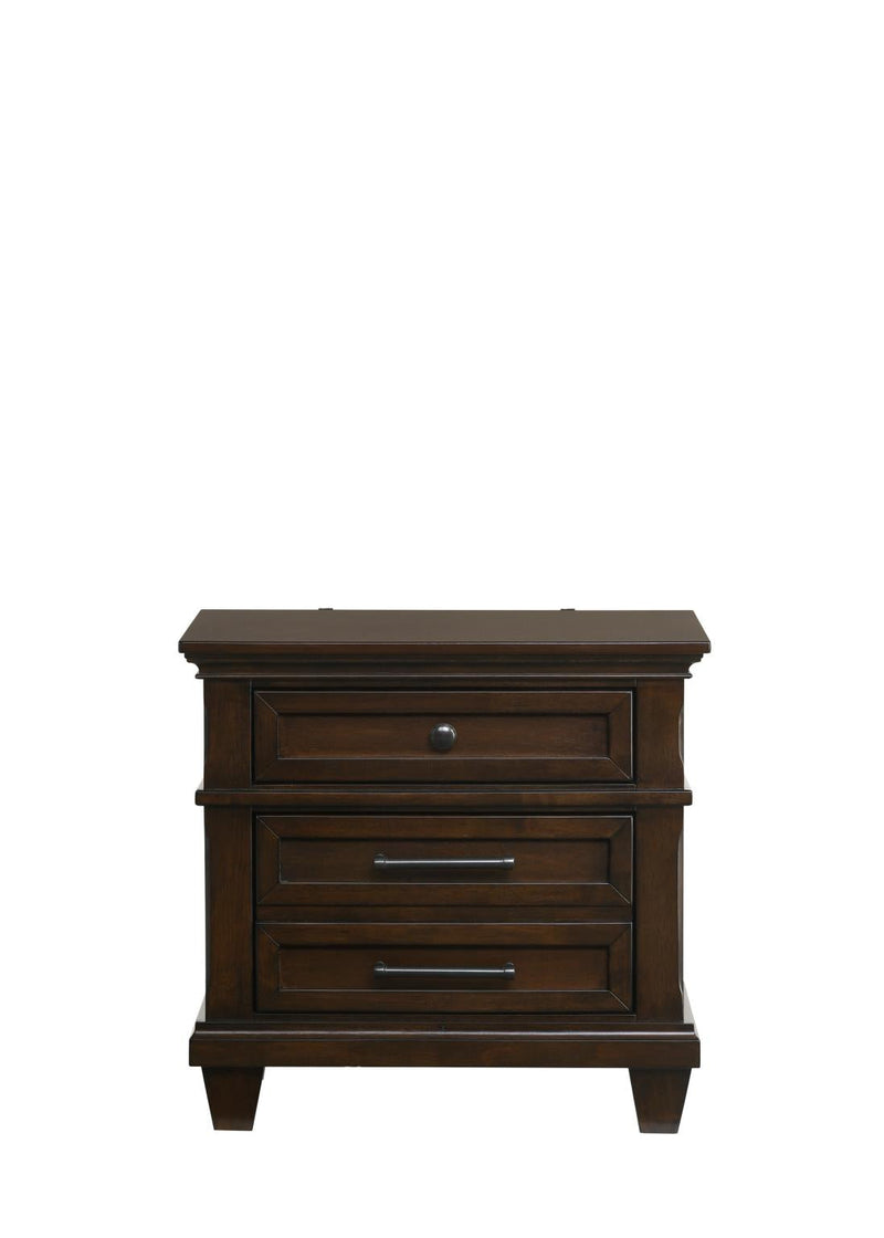 Bradford - 3 Drawers Brown Nightstand with USB Charger - B326-N