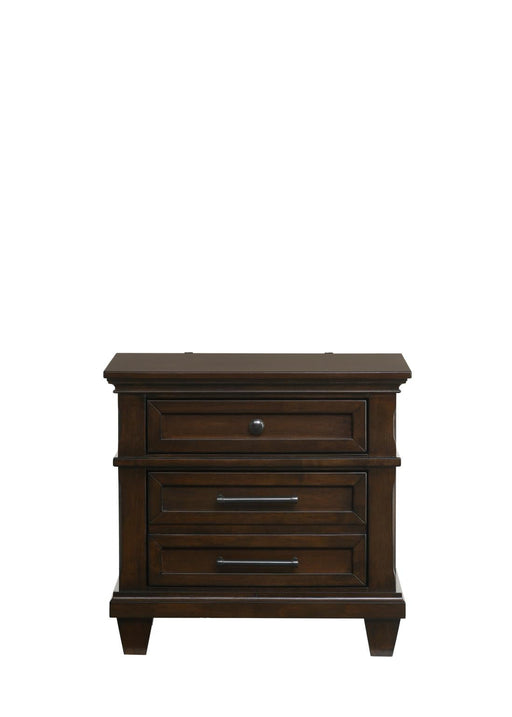 Bradford - 3 Drawers Brown Nightstand with USB Charger - B326-N