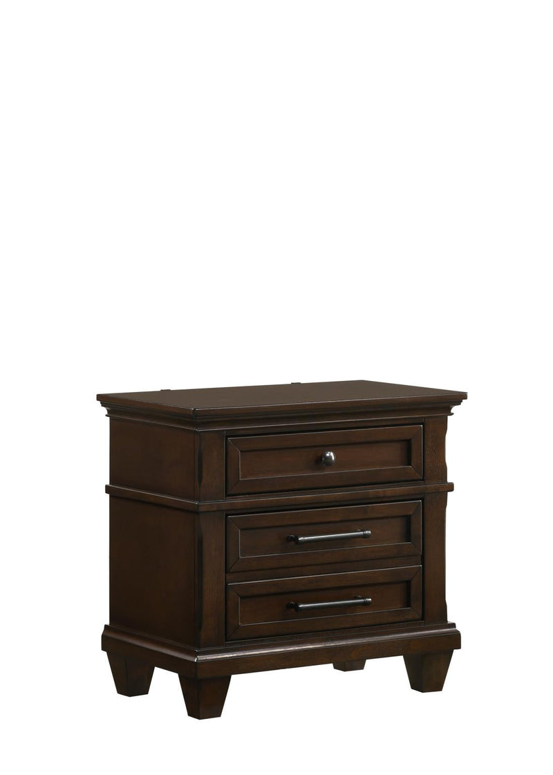 Bradford - 3 Drawers Brown Nightstand with USB Charger - B326-N