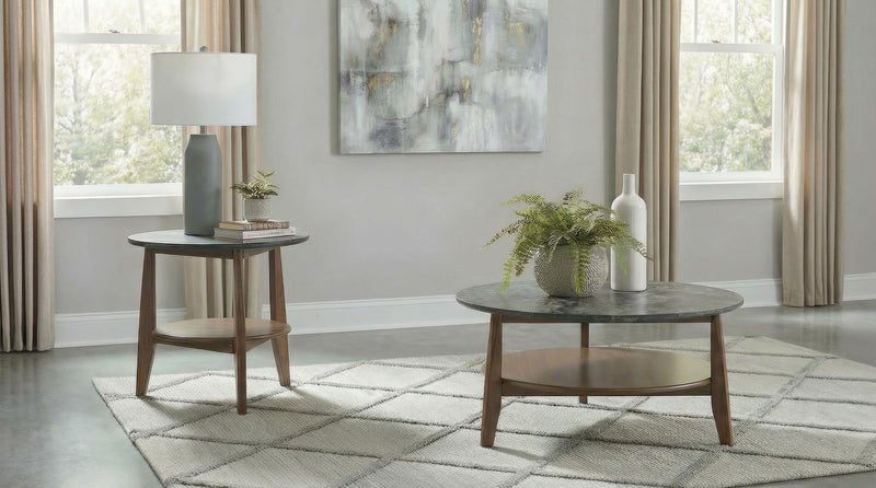 Bradley 2-Piece Round SmartTop Coffee Table Set Smokey Grey and Brown - 706458-S2