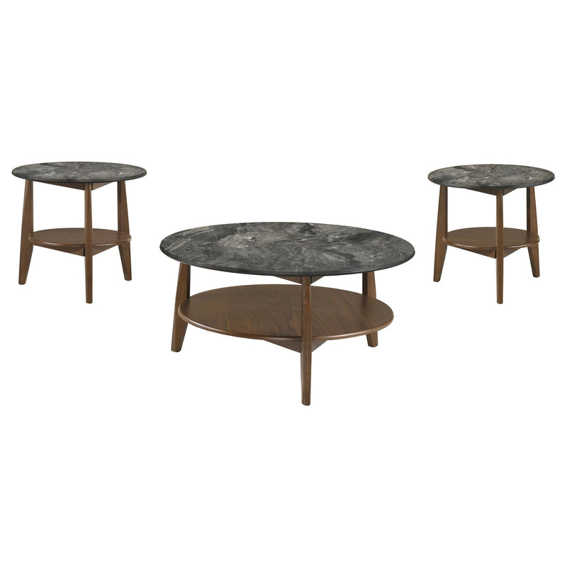 Bradley 3-Piece Round SmartTop Coffee Table Set Smokey Grey and Brown - 706458-S3