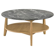 Bradley Round SmartTop Cocktail Coffee Table Grey and Natural - 706448