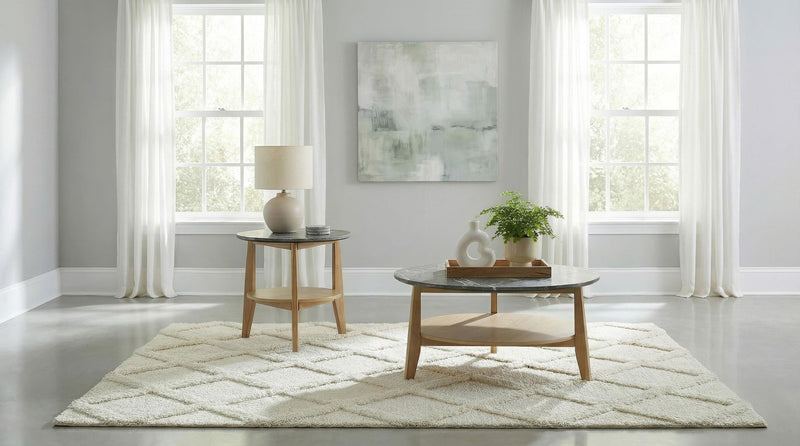 Bradley Round SmartTop End Side Table Grey and Natural - 706447