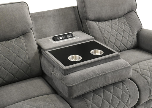 Brande - Gray Manual Recliner Sofa with DDT, Power Source, Cup Holder - L655-S