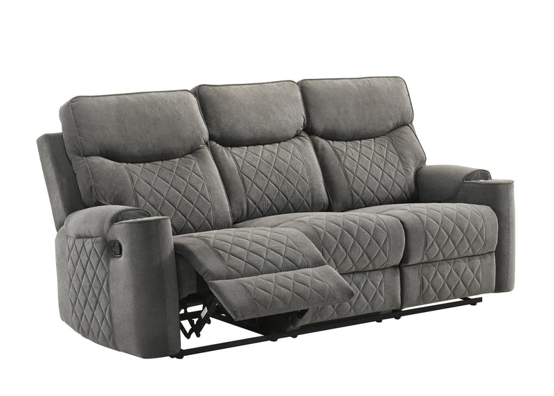 Brande - Gray Manual Recliner Sofa with DDT, Power Source, Cup Holder - L655-S