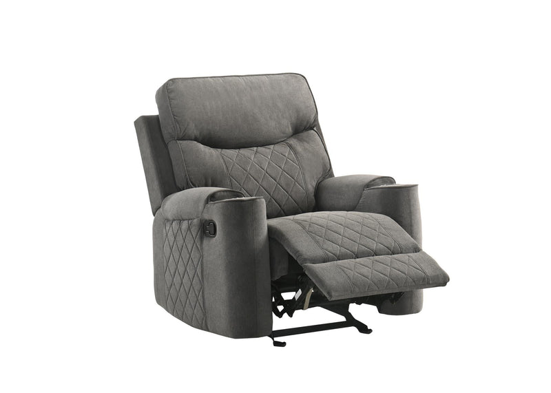 Brande - Gray Manual Recliner with Cup Holder - L655-R
