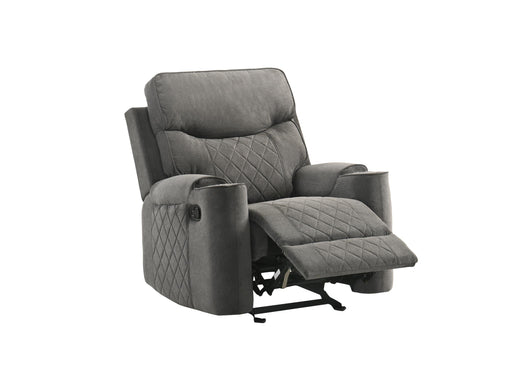 Brande - Gray Manual Recliner with Cup Holder - L655-R