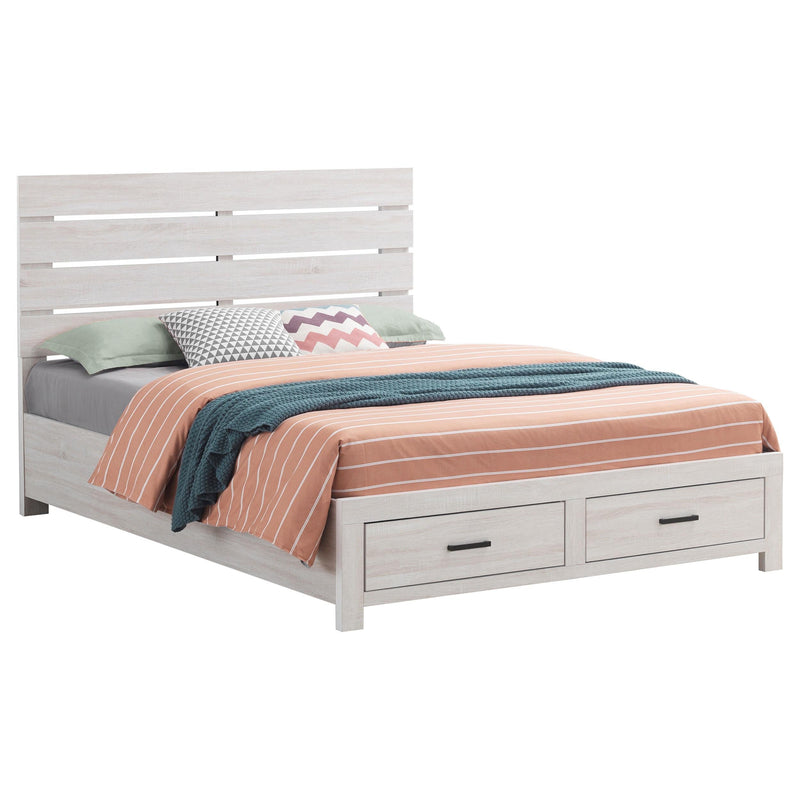 Brantford Wood Queen Storage Panel Bed Coastal White - 207050Q