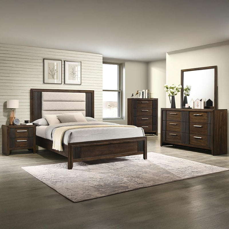 Branx - Brown King Bed, Dresser, Mirror, Nightstand - B310-KDMN