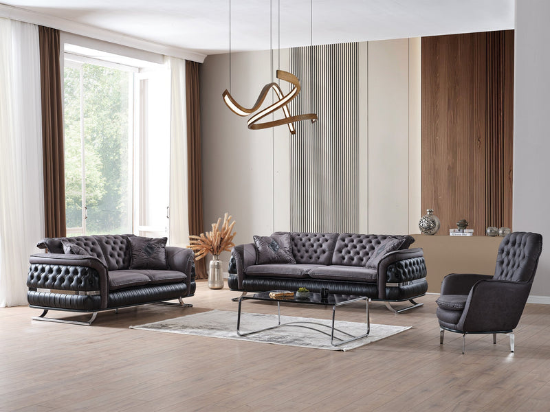 Bravo 3-pieces (Sofa & Loveseat & Chair) Livingroom Set Black in Black - 101-BRA-ZENA-321