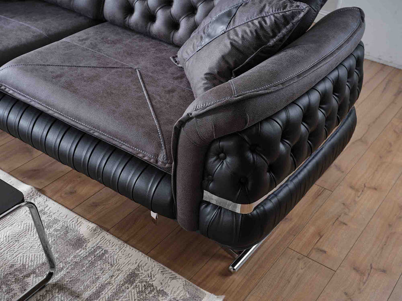 Bravo Convertible Loveseat Black in Black - 101-BRA-ZENA-2