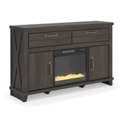 Brazen Valley Dark Brown 60" TV Stand with Electric Fireplace - W2648W3