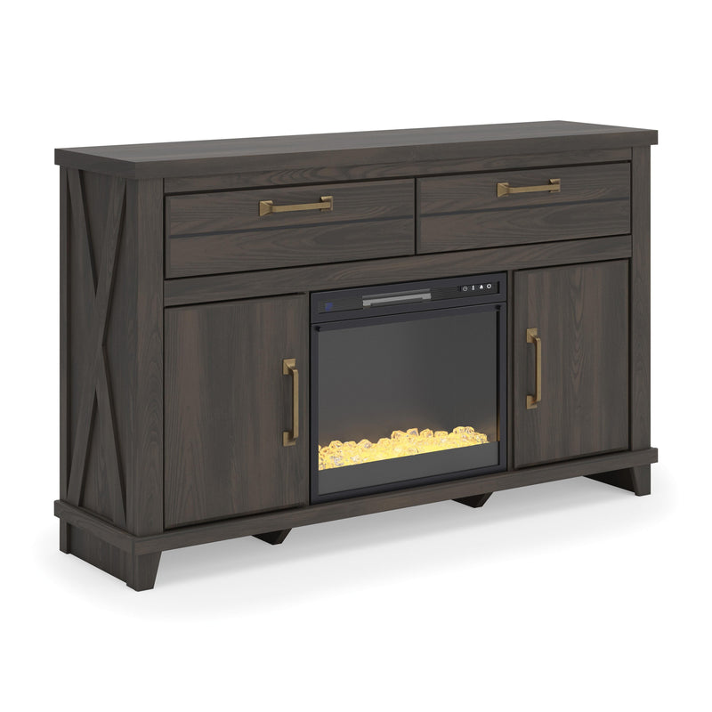 Brazen Valley Dark Brown 60" TV Stand with Electric Fireplace - W2648W3
