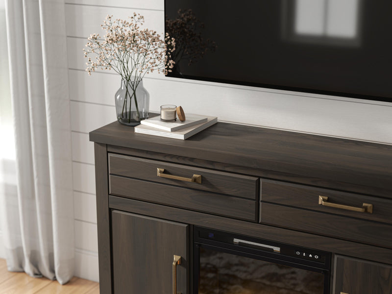 Brazen Valley Dark Brown 60" TV Stand with Electric Fireplace - W2648W3