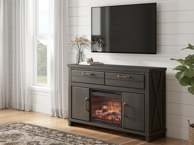 Brazen Valley Dark Brown 60" TV Stand with Electric Fireplace - W2648W4