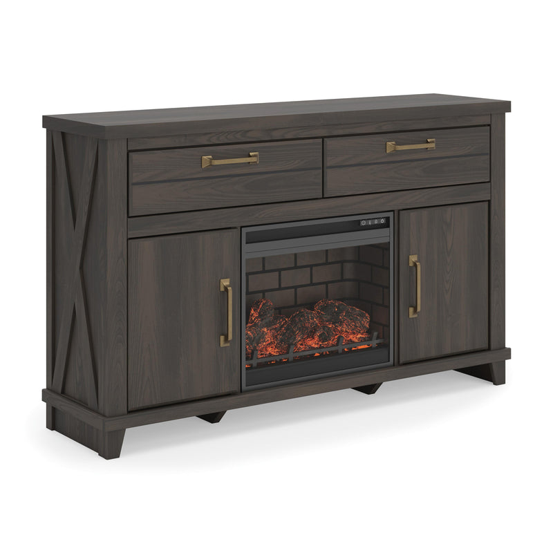 Brazen Valley Dark Brown 60" TV Stand with Electric Fireplace - W2648W4