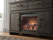 Brazen Valley Dark Brown 60" TV Stand with Electric Fireplace - W2648W4