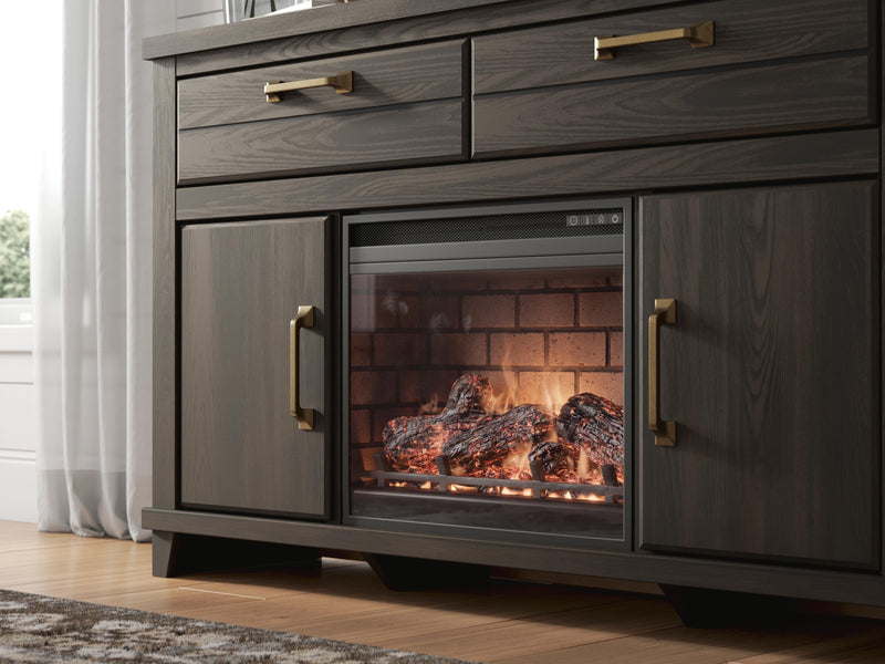 Brazen Valley Dark Brown 60" TV Stand with Electric Fireplace - W2648W4